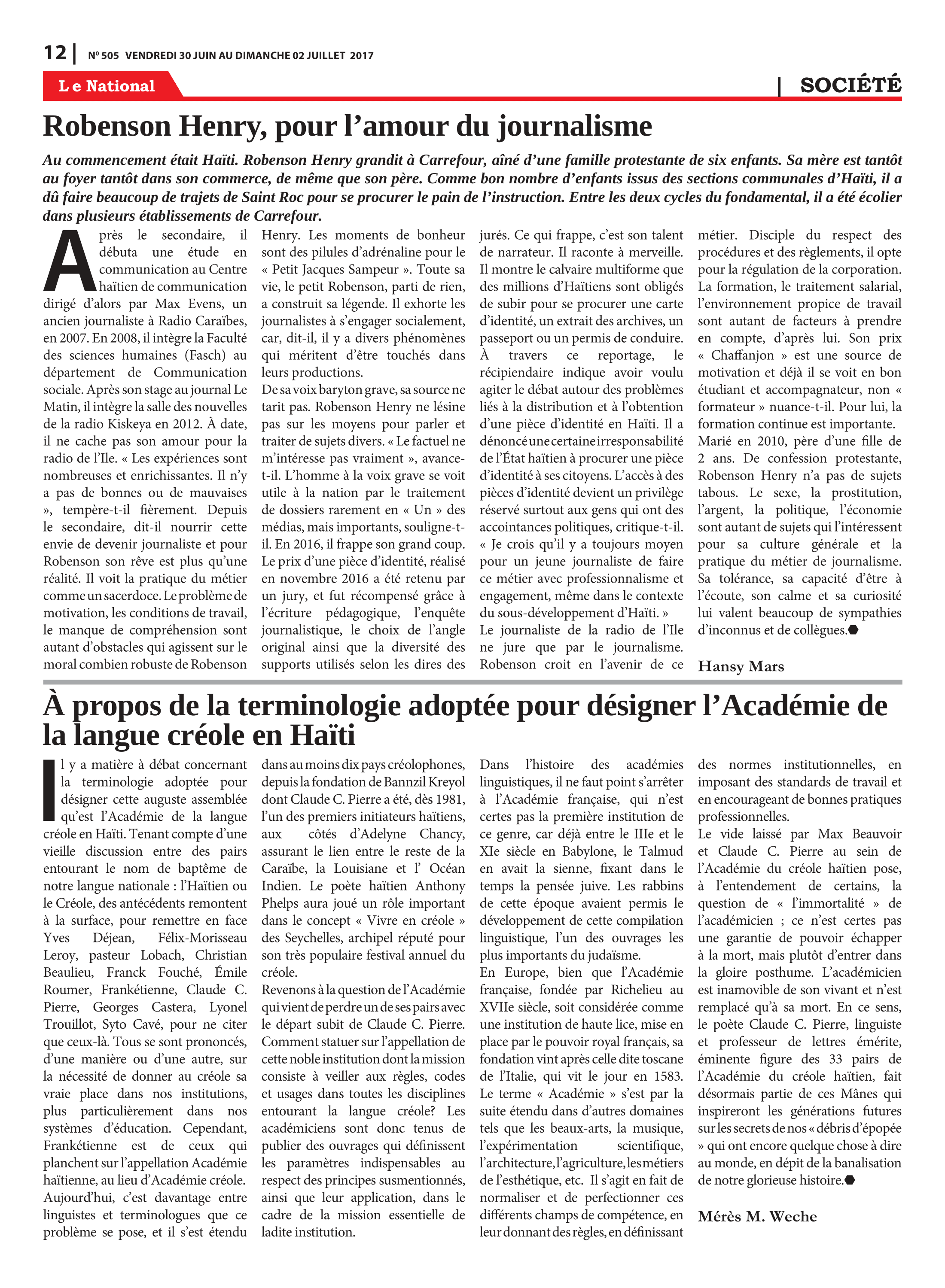 Page 12 de l'édition 486