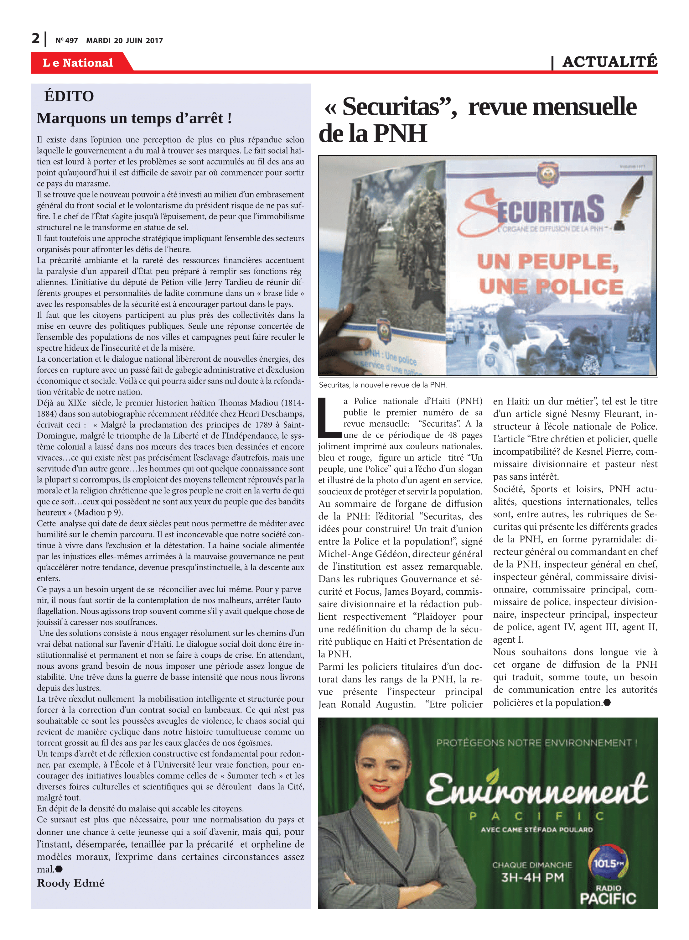 Page 2 de l'édition 497
