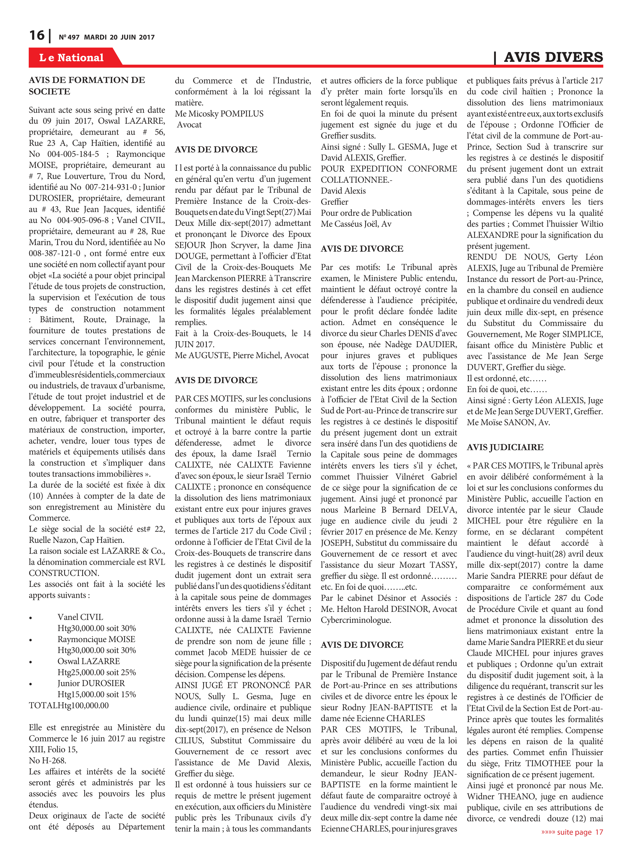 Page 16 de l'édition 497
