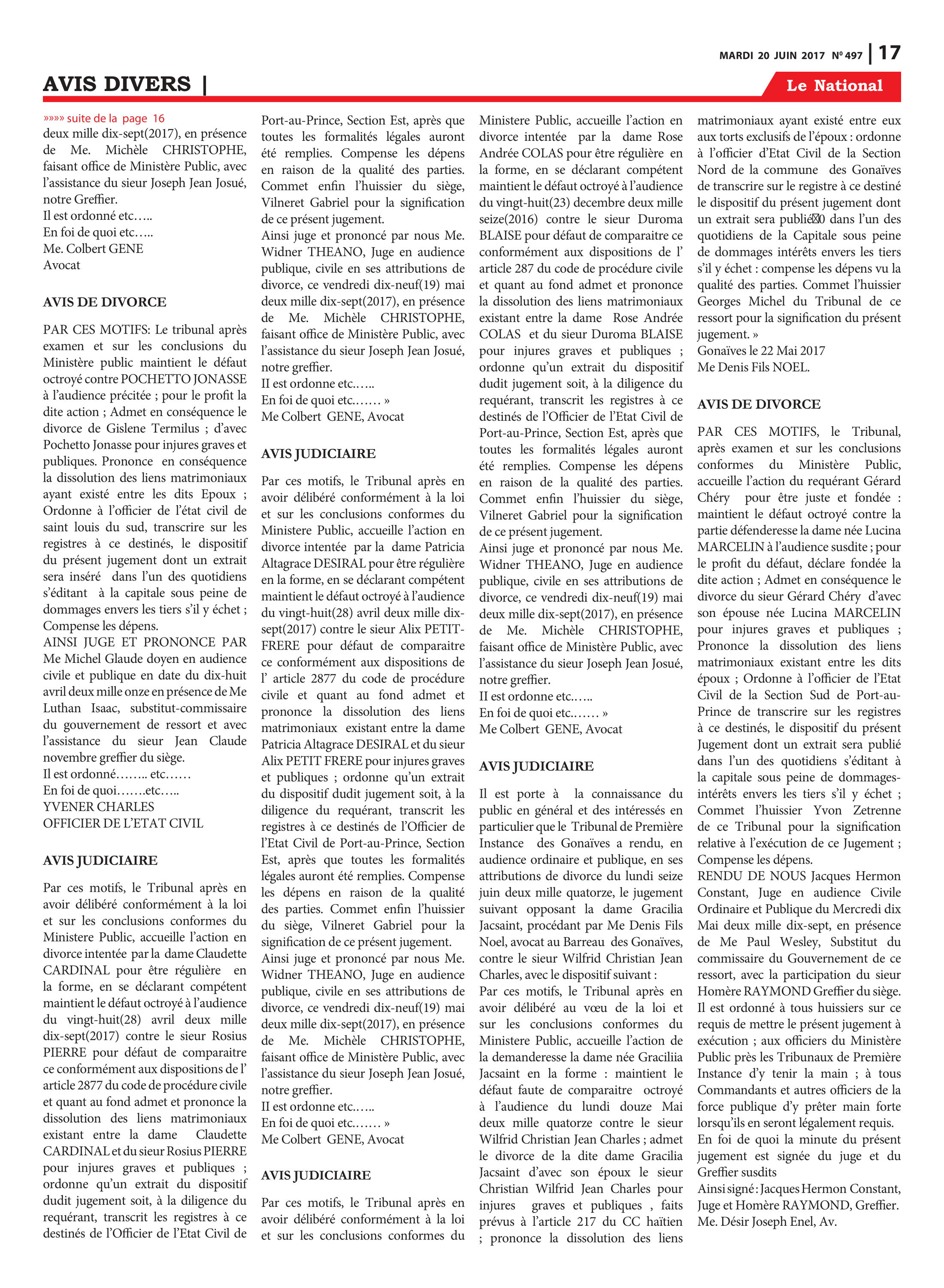 Page 17 de l'édition 497