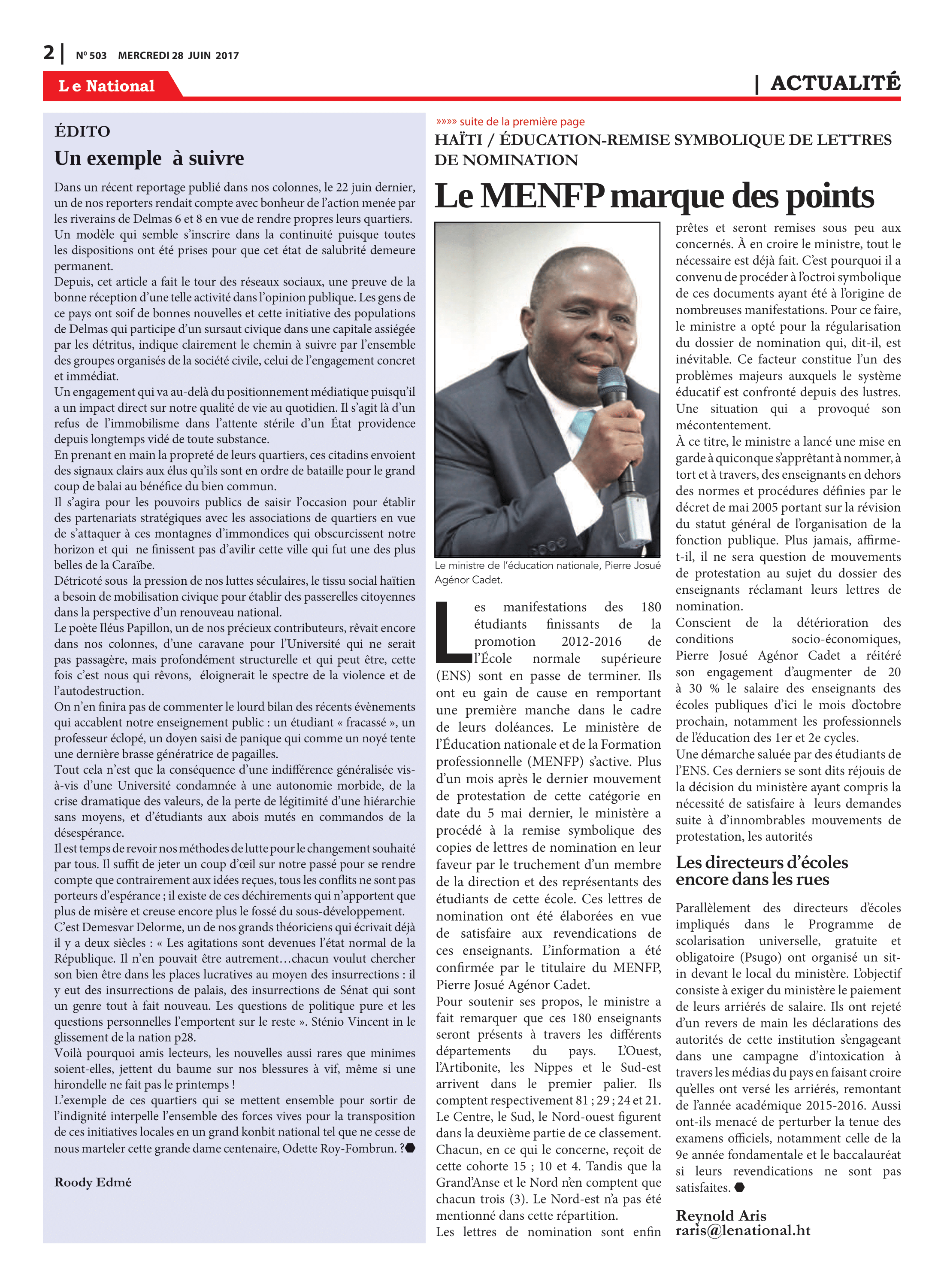 Page 2 de l'édition 503