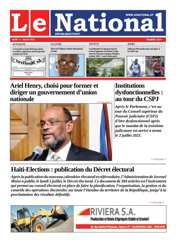 Une de l'édition 1274