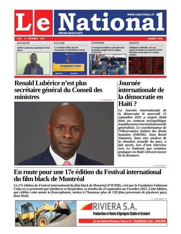 Une de l'édition 1313