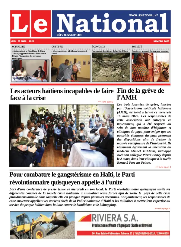 Une de l'édition 1408
