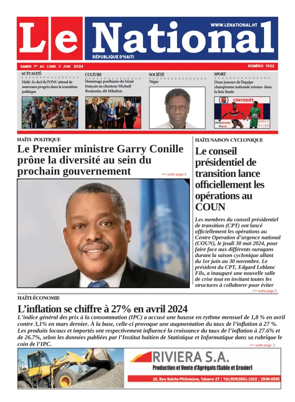 Une de l'édition 1922