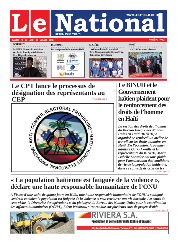 Une de l'édition 1952