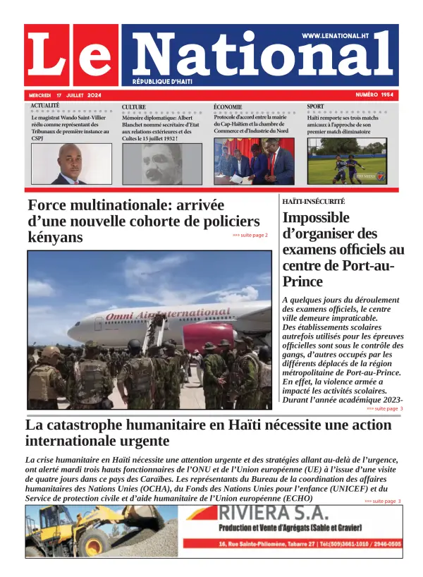 Une de l'édition 1954