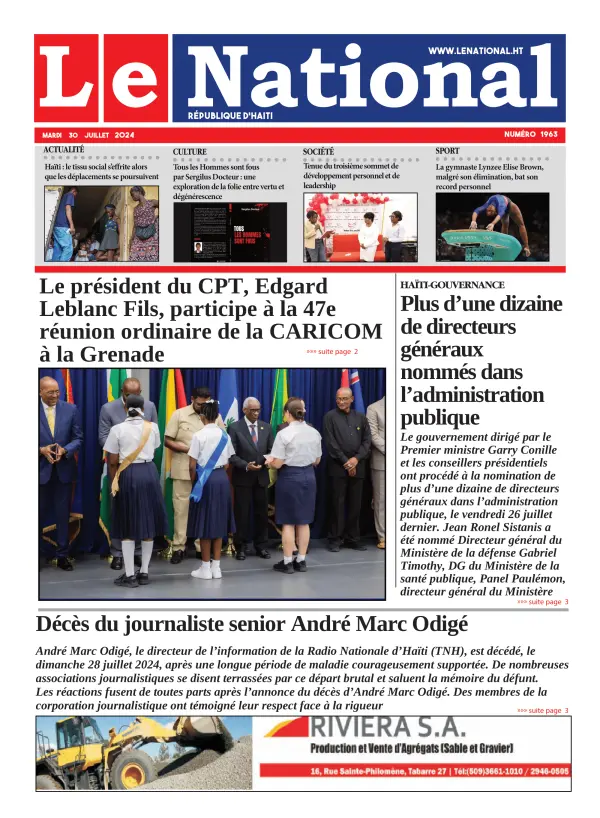 Une de l'édition 1963