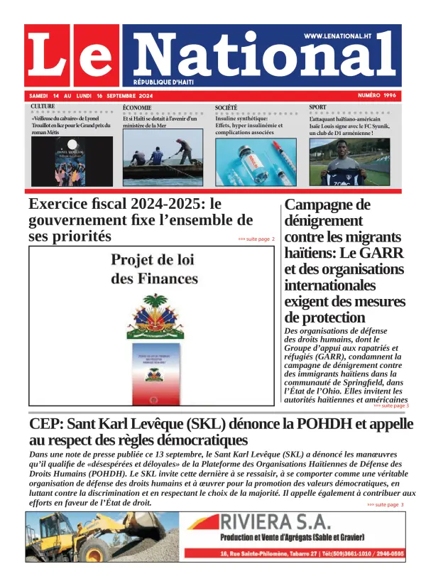 Une de l'édition 1996