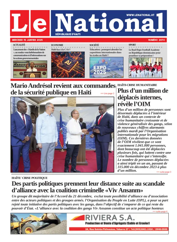 Une de l'édition 2074