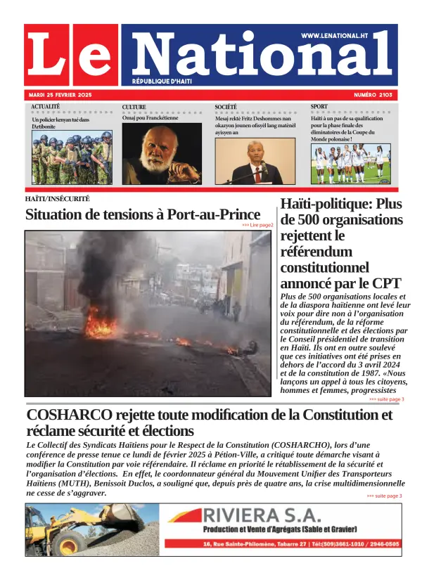 Une de l'édition 2103