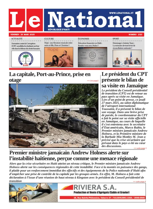 Une de l'édition 2123