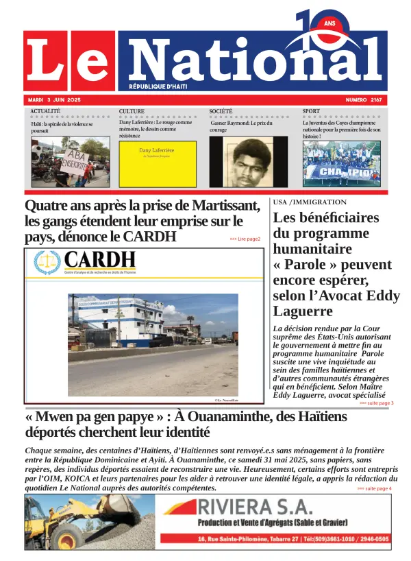 Une de l'édition 2167