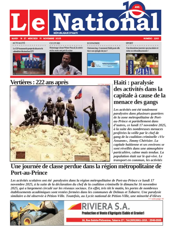 Une de l'édition 2283