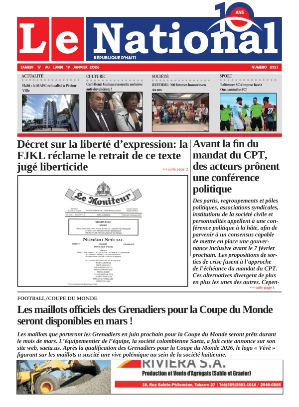 Une de l'édition 2321