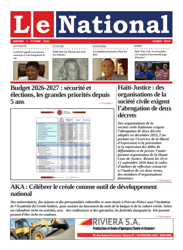 Une de l'édition 2500